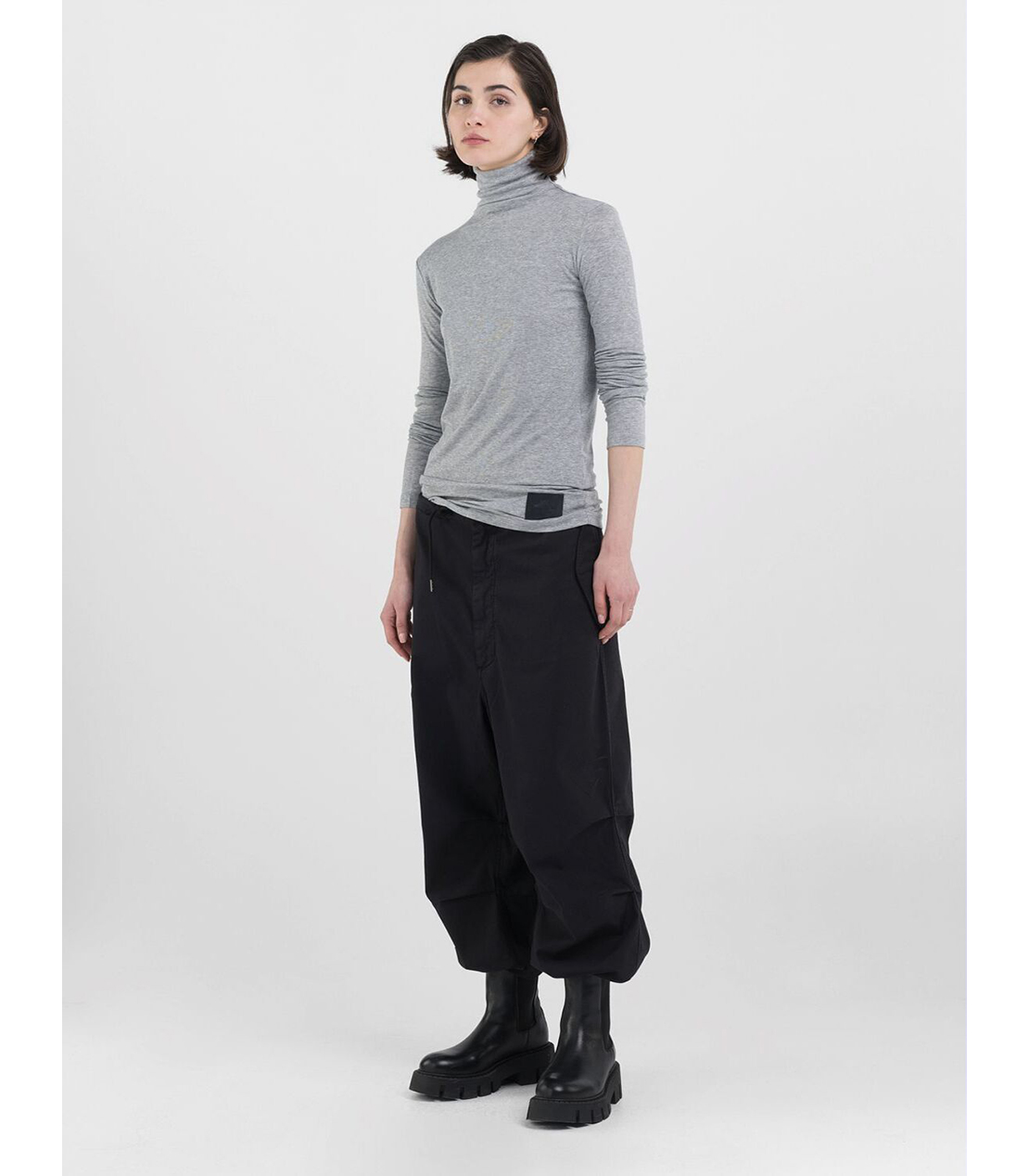 スリムフィットテンセルハイネックロングTシャツ 詳細画像 グレーメランジ 5